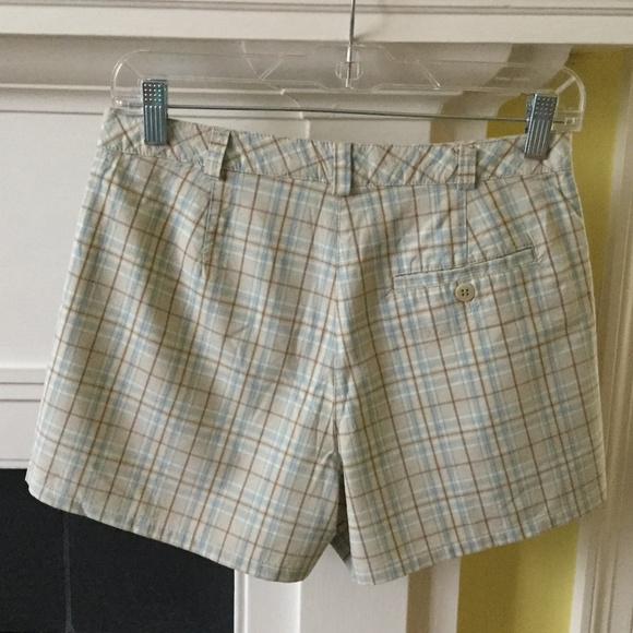 Vintage J. Crew Plaid Hi Rise Shorts 90s Tan - Sz 6 - Picture 3 of 8